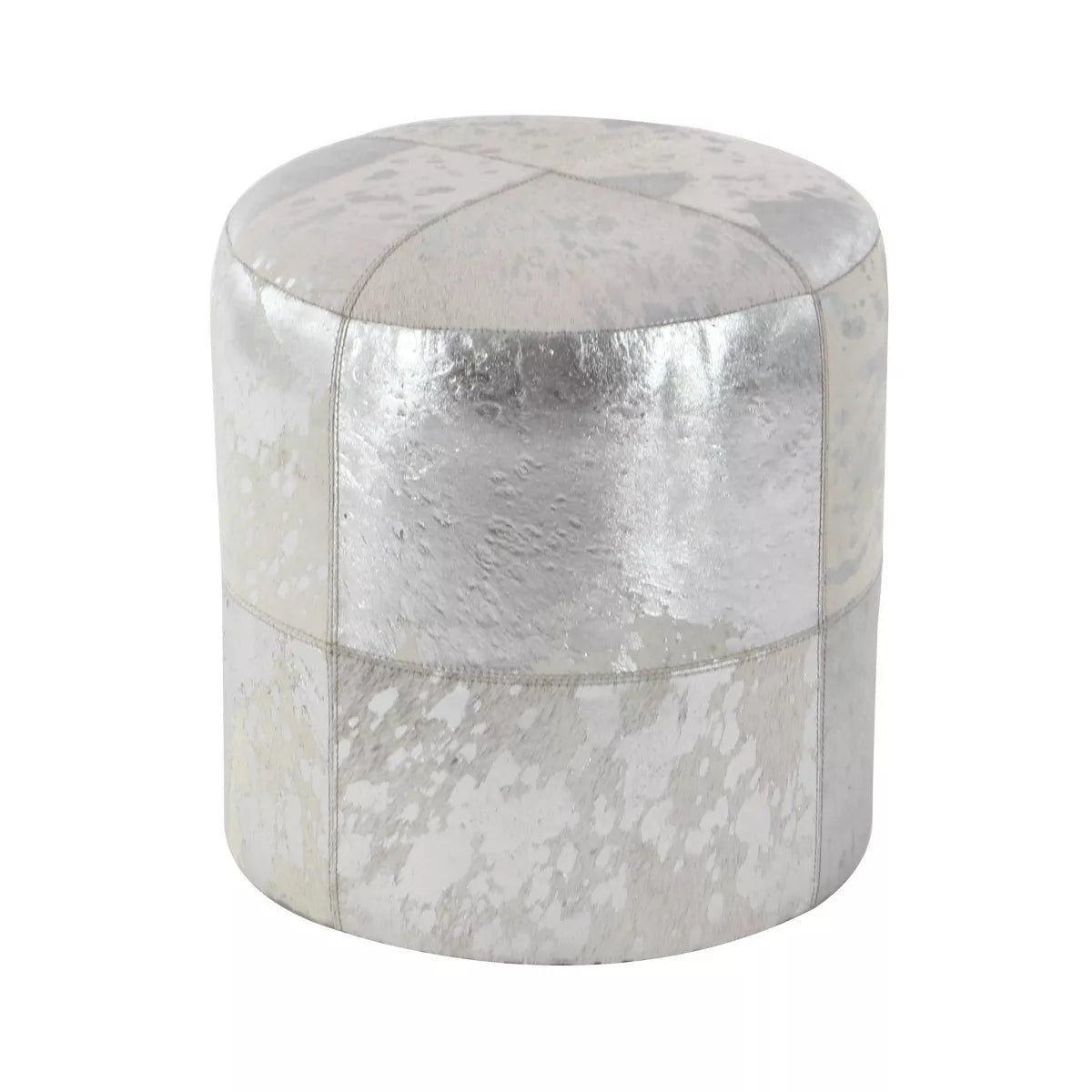 Contemporary Round Cowhide Leather Stool Ottoman SHOWROOM ITEM