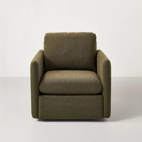 Boucle Upholstered Swivel Arm Chair