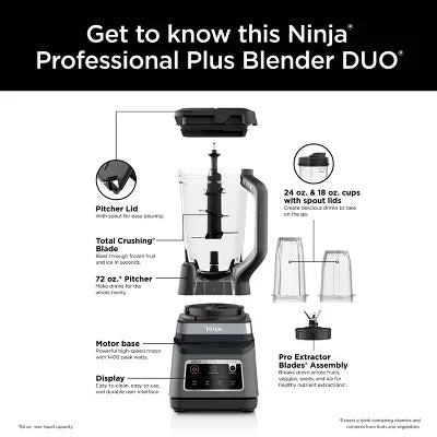 Professional Plus Blender DUO with Auto-iQ - Smoothie Blender, Pitcher, Ice Crushing, Silver