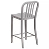 Commercial Grade Metal Indoor-Outdoor Counter Height Stool with Vertical Slat Back