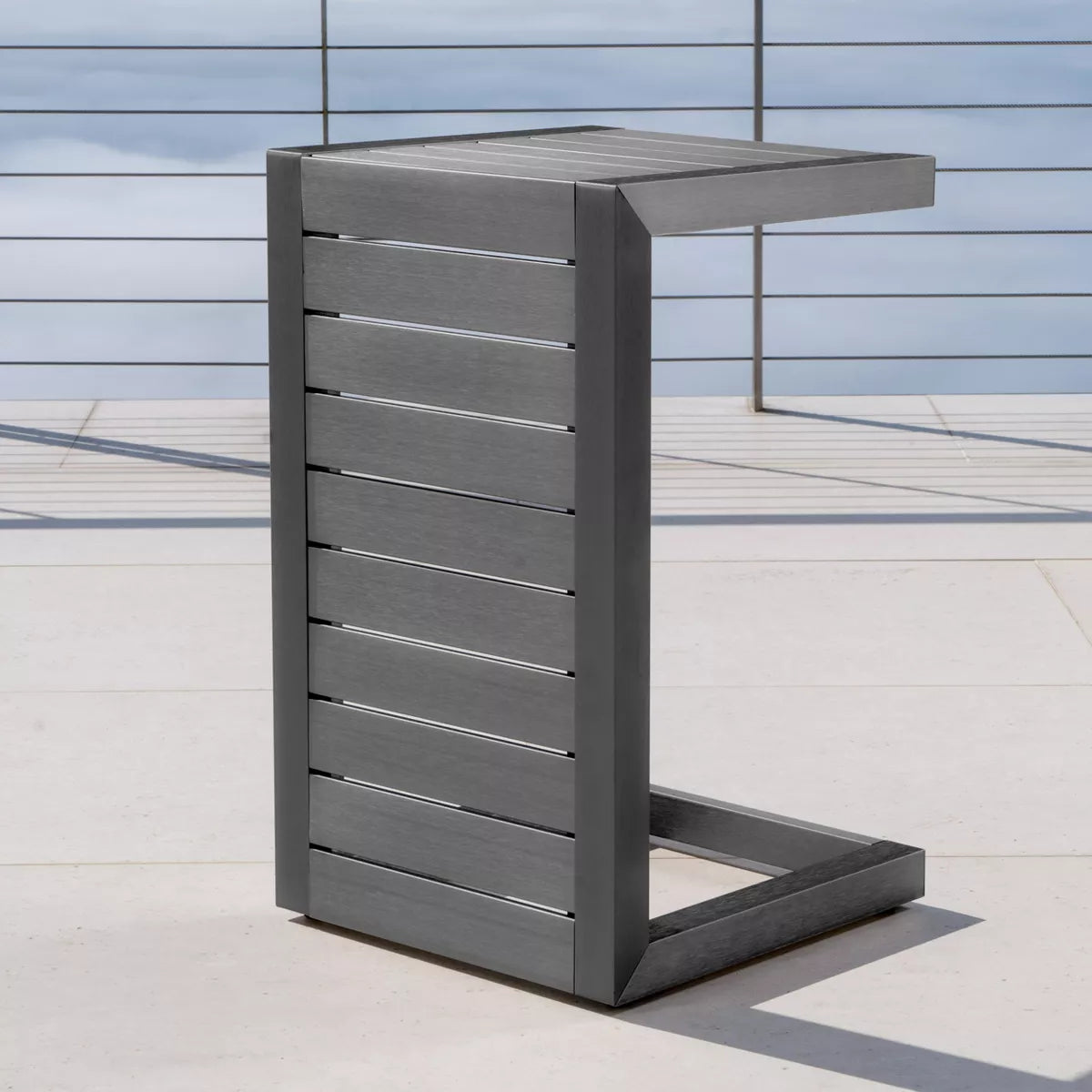 Christopher Knight Home Cape Coral Outdoor Modern C Shaped Aluminum Side Table - Final Cut
