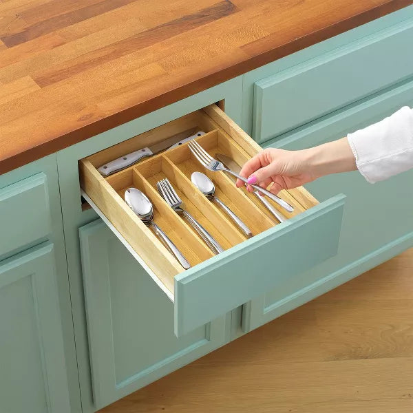7 slot Bamboo Flatware Organizer
