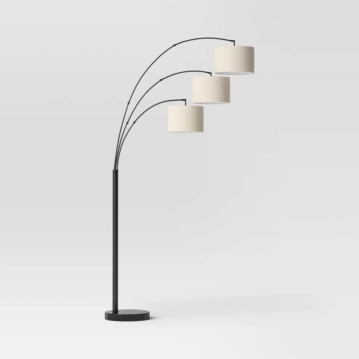 Avenal 3-Head Shaded Arc Floor Lamp Black, final cut