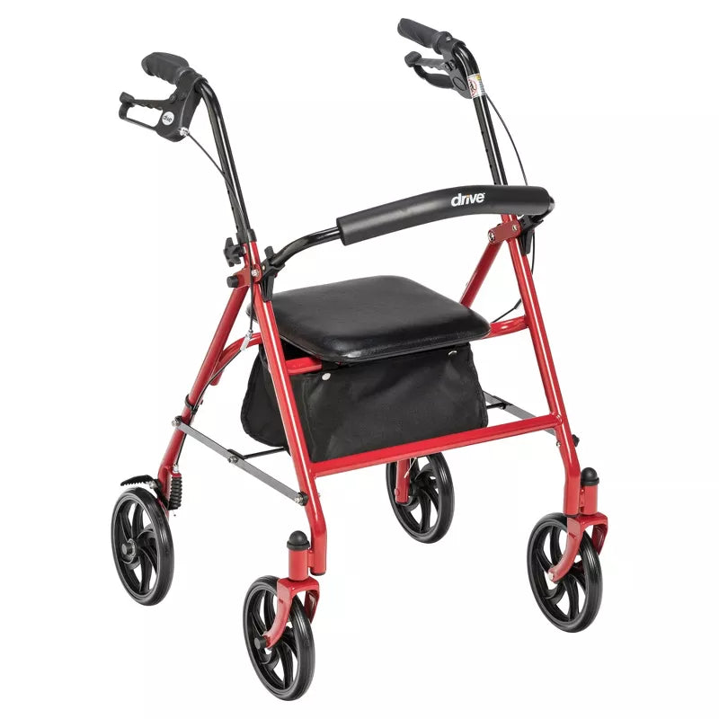 4-Wheel Rollator - Fold-Up Removable Back - Red