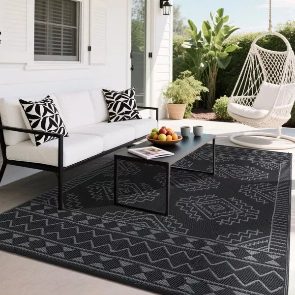 Large Outdoor Waterproof Plastic Straw Rug 9'x12'