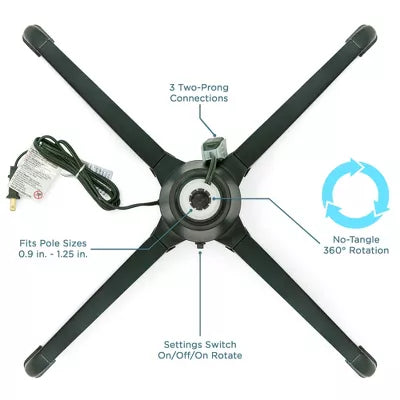 360-Degree Rotating Christmas Tree Stand Artificial Tree w/ 3 Settings