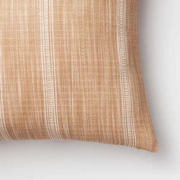 Woven Striped Square Throw Pillow Camel/Cream