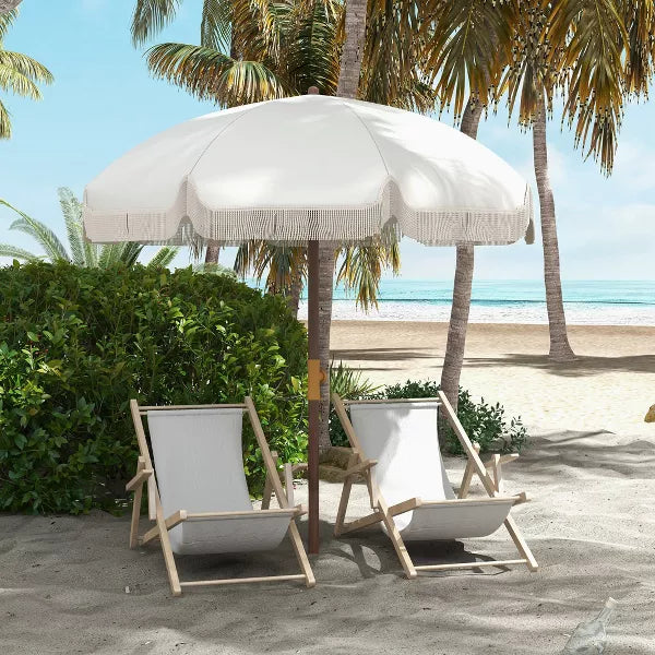 Beach Umbrella, Ruffled Outdoor with Vented Canopy, Carry Bag