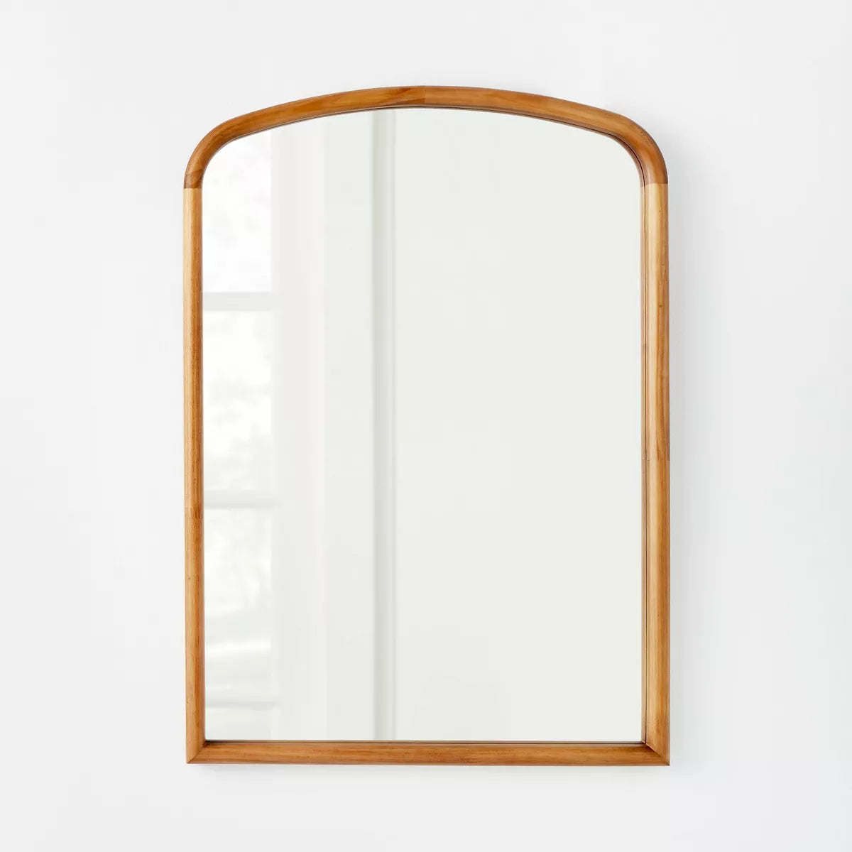 24" x 34" Wood Arch Decorative Wall Mirror Natural  SHOWROOM ITEM