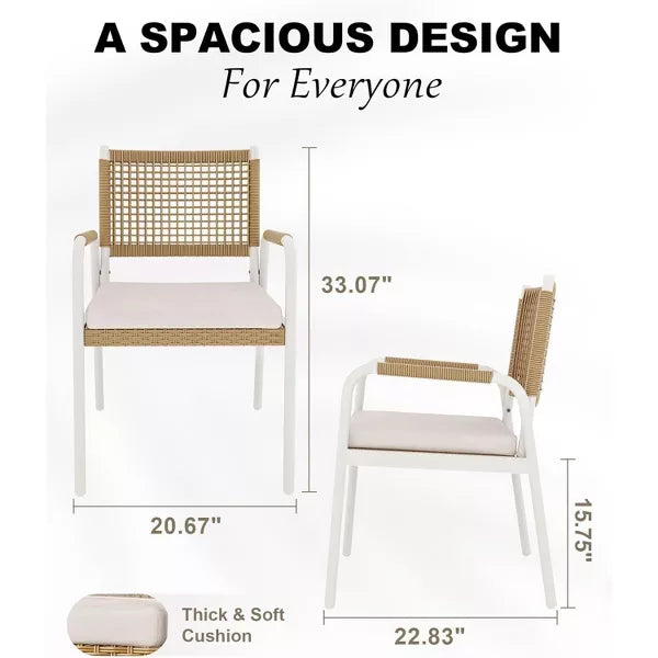 1-Piece Wicker Patio Chairs – Outdoor Wicker with Metal Frame and Stylish Square Rattan Design