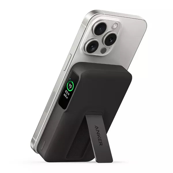 MagGo Black Power Bank with LED Screen: Compatible with iPhone 15/14/13