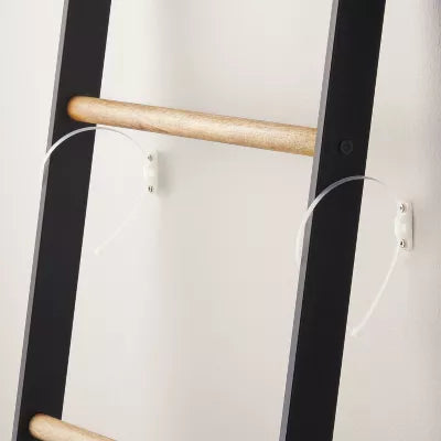 Wood & Steel Blanket Ladder Black/Natural - Farmhouse Style