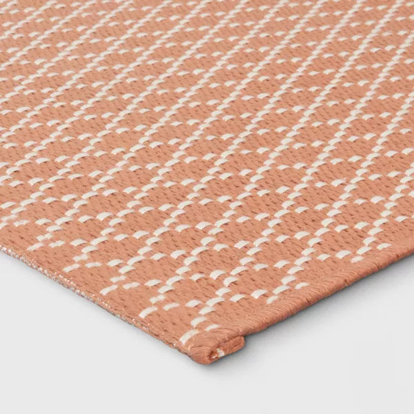 Diamond Power Loom Woven Area Rug Rust - Diamond Pattern, Flat Pile, Indoor Use, Cotton & Polyester - 4'x5'6"