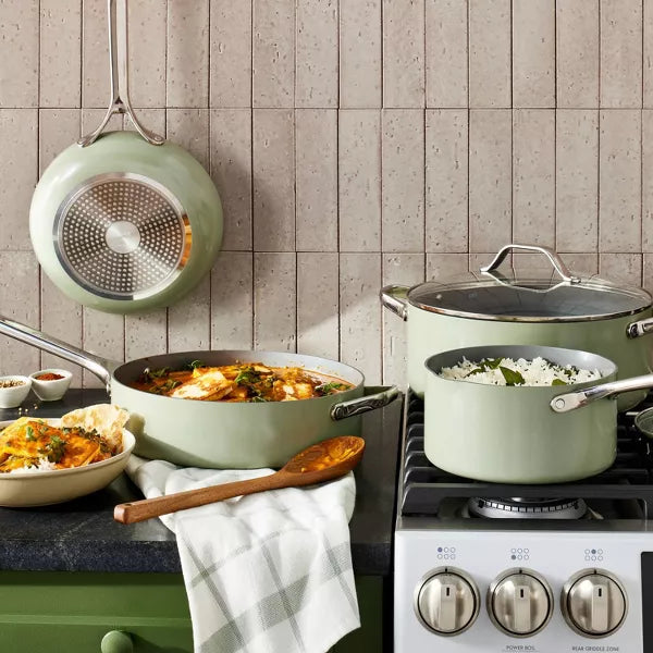 7pc Nonstick Ceramic Coated Aluminum Cookware Set