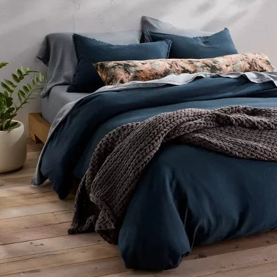 Heavyweight Linen Blend Duvet Cover and Sham Set - King