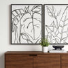 Botanical Sketch Framed Wall Canvas White/Black: Modern Vertical Digital Art Set