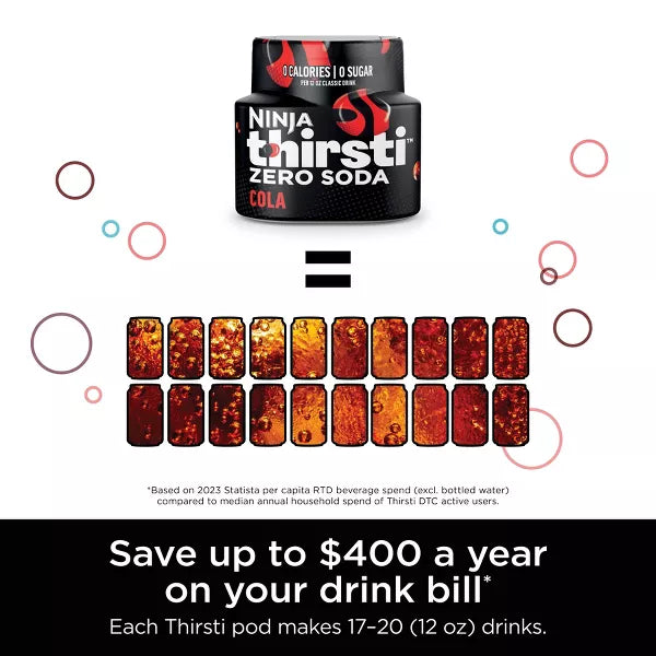 Thirsti Drink System Black Stainless Steel & Plastic Cartridge