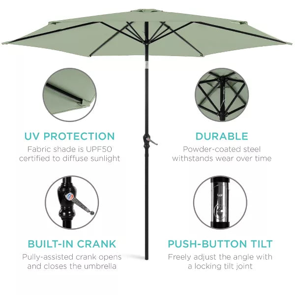 Outdoor Steel Market Patio Umbrella w/ Crank