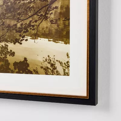 Abstract Lake Framed Wall Art - Modern Decor, Polystyrene Gold & Black Frame