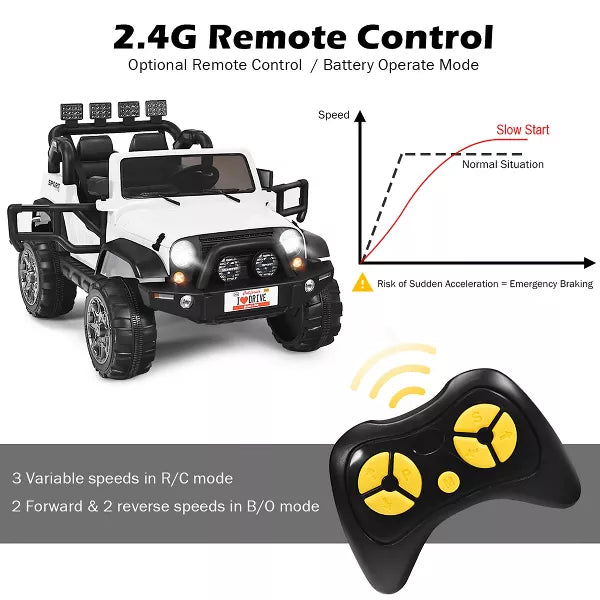 12V Kids Ride On Car 2 Seater Truck RC Electric Vehicles w/ Storage Room