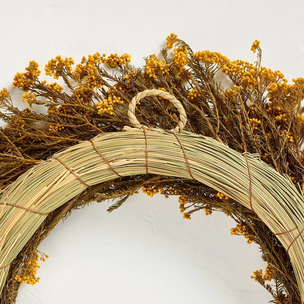 Preserved Golden Yarrow Fall Wreath, final cut