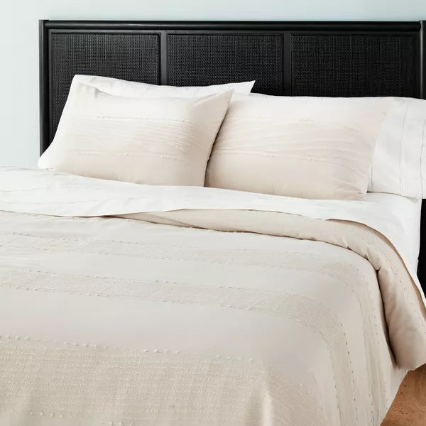 3pc Slub Center Stripe Comforter Set Twilight Taupe King