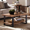 Alpine Live Edge Wood Coffee Table Natural - Acacia Sofa Table, Metal Legs, Rectangular