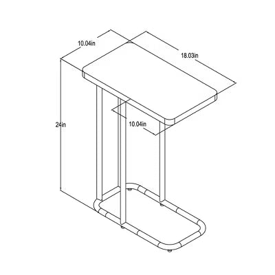 Mixed Material Wood and Metal Rectangle Top C Table Natural Wood