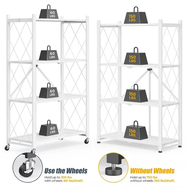 Storage Shelves Foldable metal shelves Garage Shelving Units 4-Tier