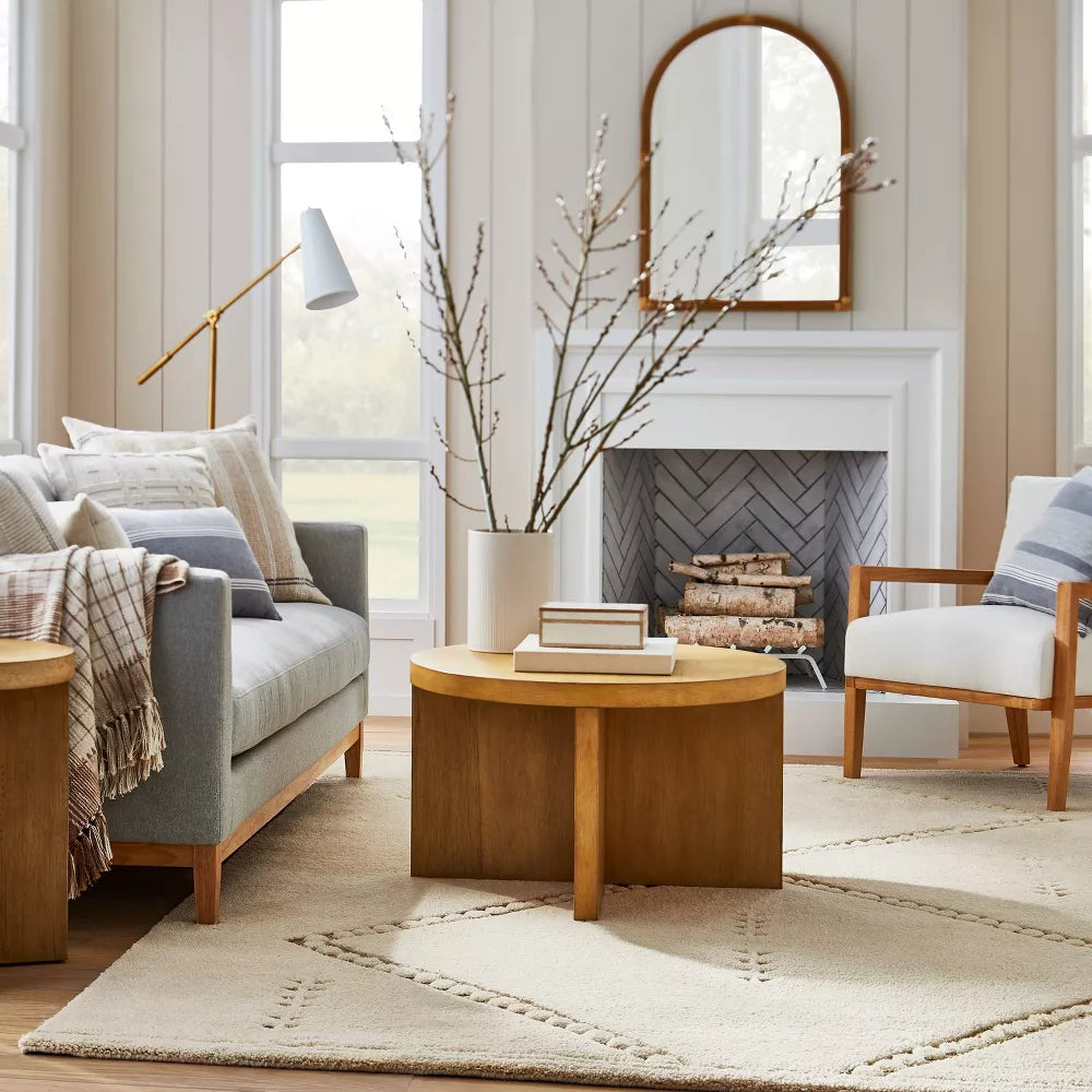 Studio McGee Cedar Hills Plush Geo Print Rug Cream - 5x7