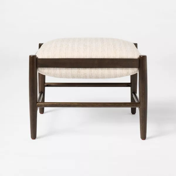 Wood Frame Pillow Top Ottoman Cream