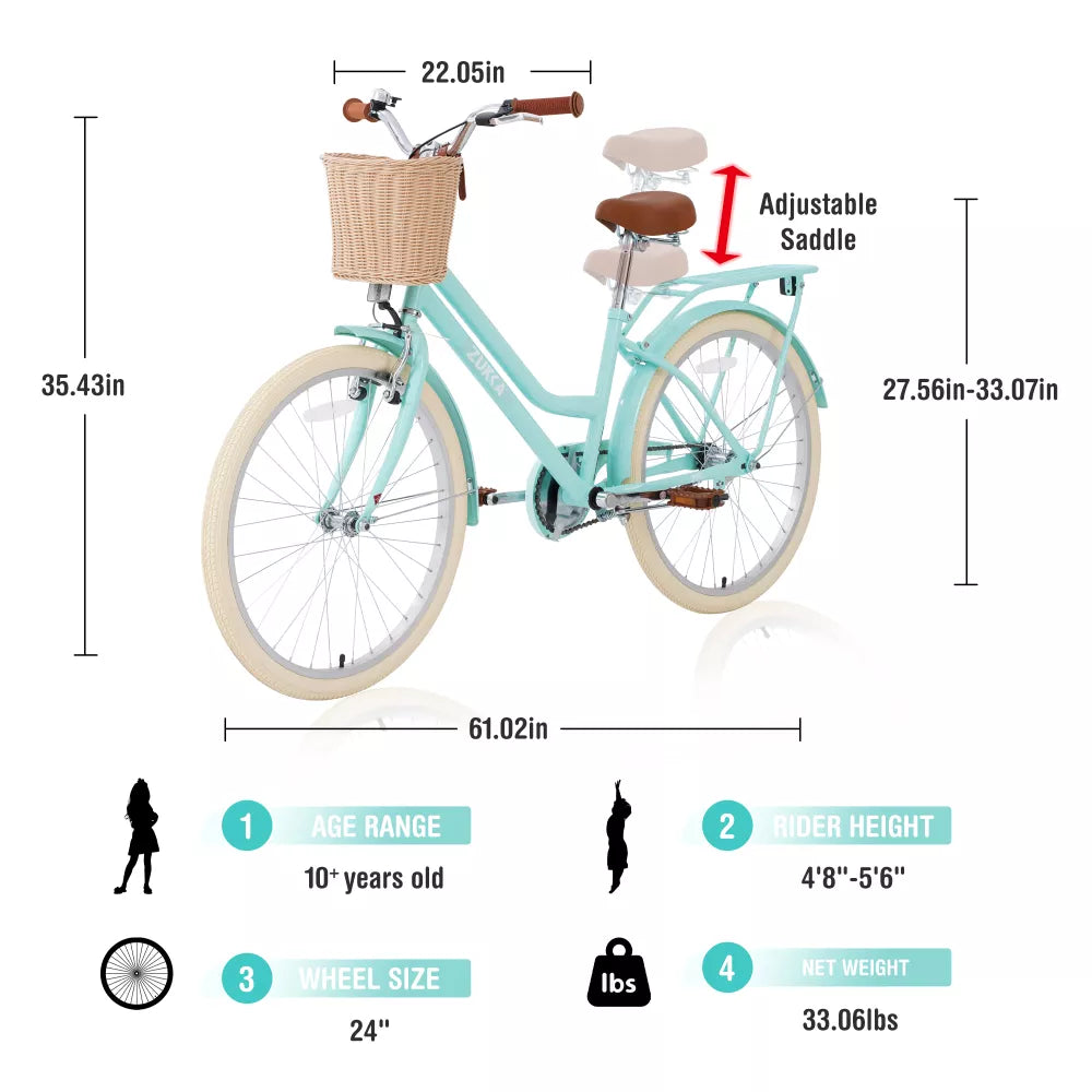 Bicycle, Garden & Outdoor Comfort Bike with Adjustable Saddle & Full-Coverage Chain Guard & Basket
