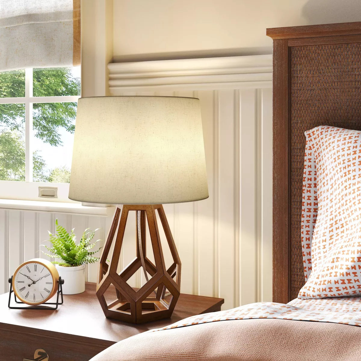 Large Wood Geo Assembled Table Lamp