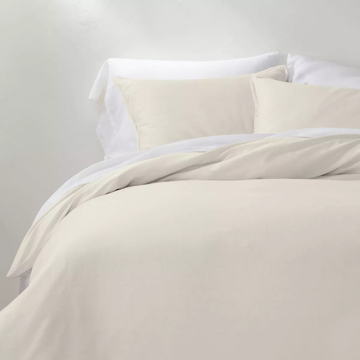 Heavyweight Linen Blend Duvet Cover & Pillow Sham Set Full/Queen