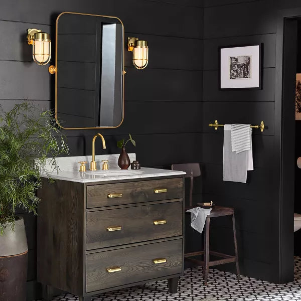 Metal Framed Pivoted Bathroom Wall Vanity Mirror Adjustable Wall-Mounted