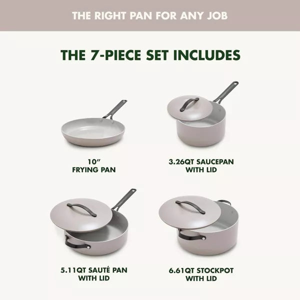 7pc Ceramic Nonstick Aluminum Cookware Set Cloud Gray, final cut