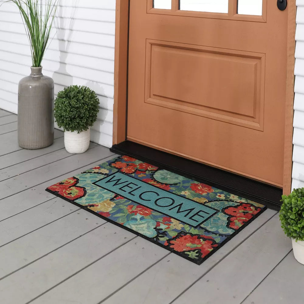 1'6"x2'6" 'Welcome' Ethereal Floral Doorscapes Mat
