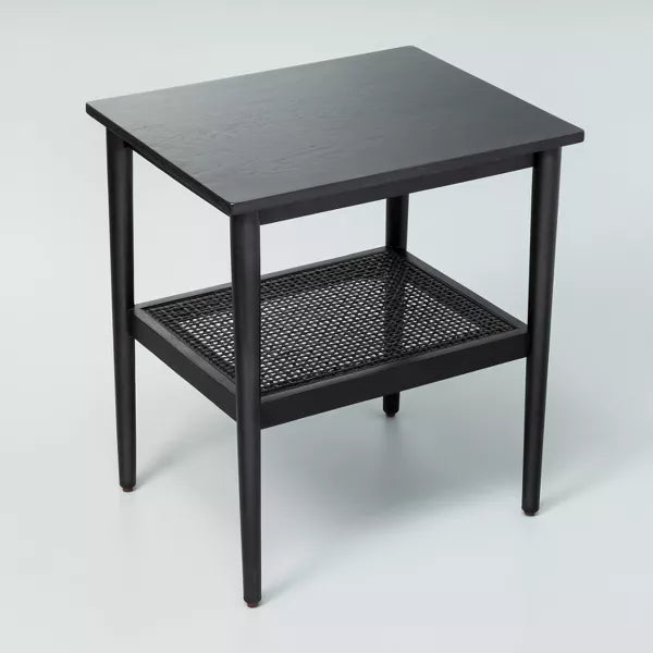 Wood & Cane Accent Side Table