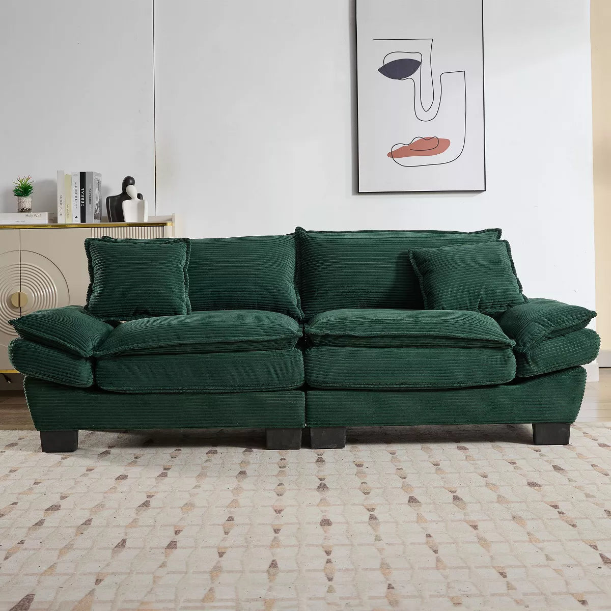 CAVINAS Adjustable Modern Home Sofa Chair - Green Corduroy SHOWROOM ITEM