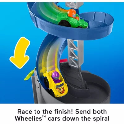 Little People Hot Wheels Spiral Stunt Speedway Toddler Race Track Playset 2 Toy Cars