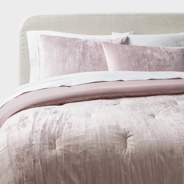 3pc Luxe Distressed Crinkle Velvet Comforter and Sham Set - Full/Queen