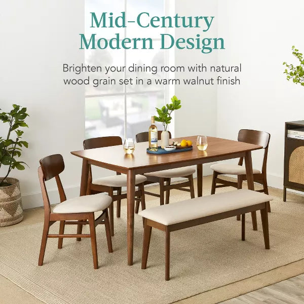 4-Piece Mid-Century Modern Upholstered Wooden Dining Chairs ONLY