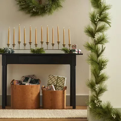 12ct Oversized Metal Taper Candelabra Antique Brass: Aluminum & Iron, Farmhouse Style, Indented Base