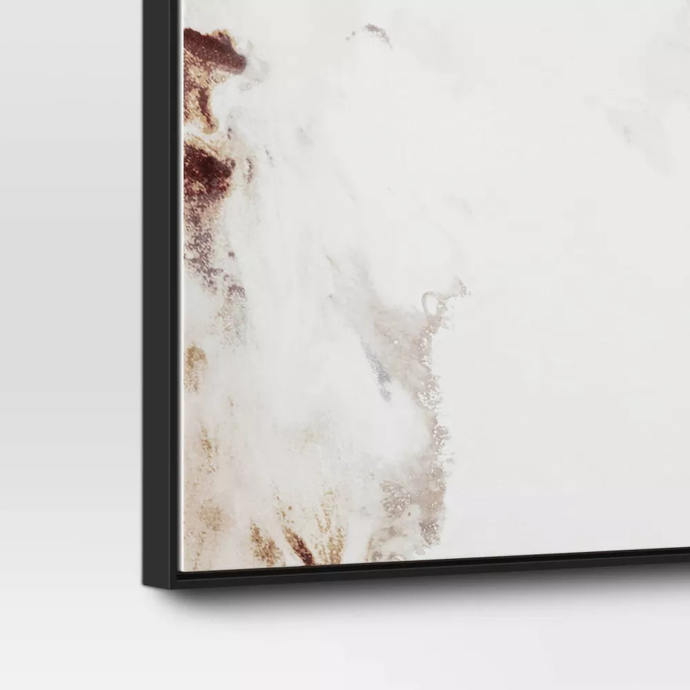 2pk Marble Framed Printed Canvases Black/Tan