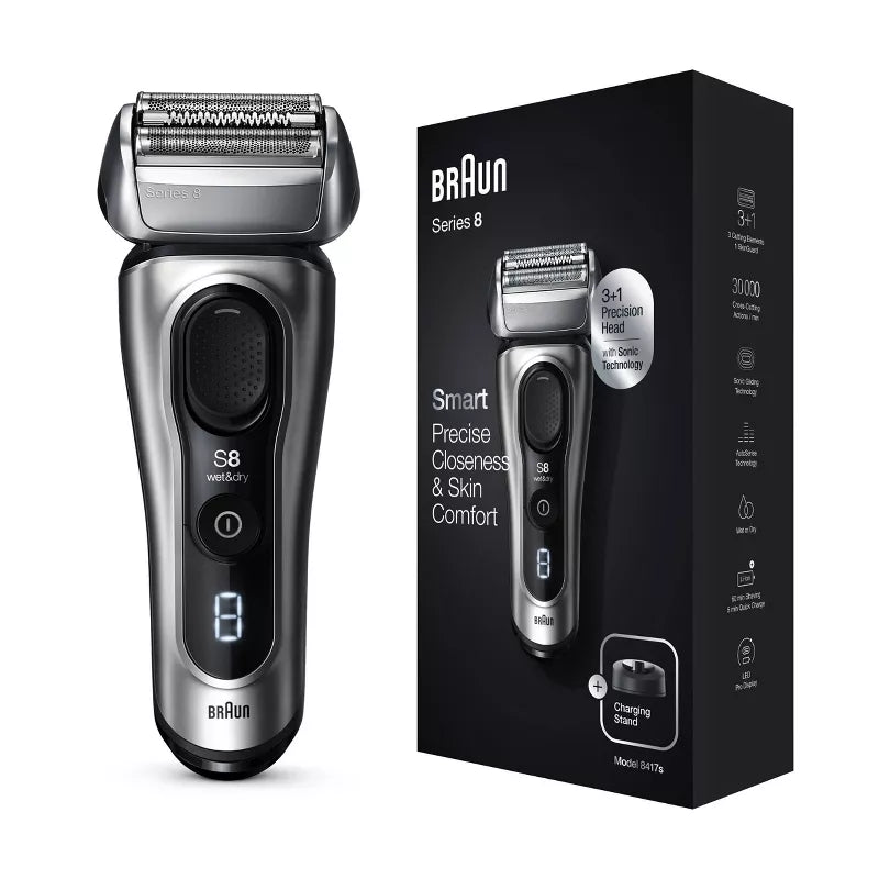 Men's Electric Foil Shaver with Precision Beard Trimmer & Charging Stand