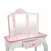 2pc Gisele Giraffe Print Kids' Wooden Vanity Set Pink/White: Toddler Vanity, Childrens Bedroom Furniture
