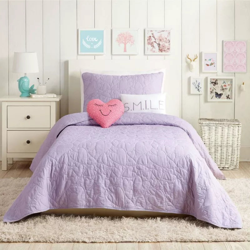 Heart Quilt Set Lavender - Full/Queen