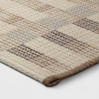 Beachside Grid Outdoor Rug Naturals
