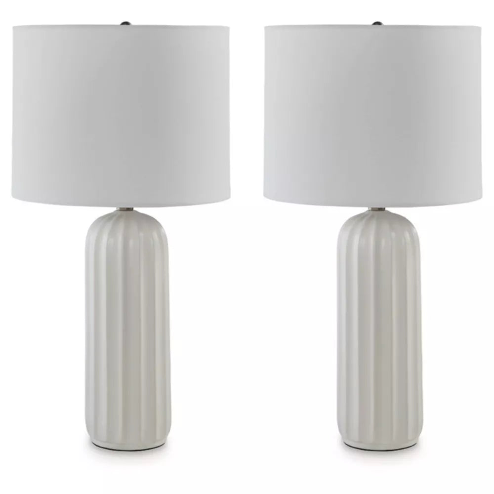 (Set of 2) Clarkland Table Lamps White SHOWROOM ITEM