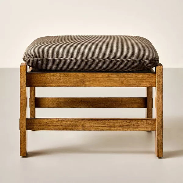 Wood Frame Ottoman with Attached Cushion-SHOWROOM ITEM